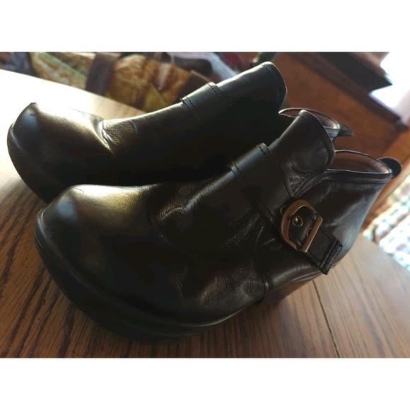 SANITA WOMENS BLACK LEATHER ANKLE BOOTS Size 40 US 9 - Picture 3 of 13